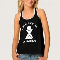 I Believe In Angels Black And White Geometric Name Tank Top