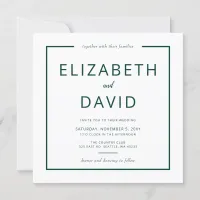 Emerald Green Elegant Modern Minimalist Wedding Invitation