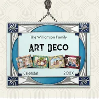 Art Deco Family Photo Elegant Retro Frames Wall Calendar