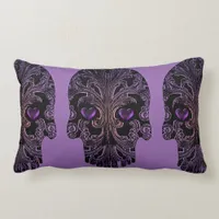 Filigree Skull in Shades of Purple Lumbar Pillow