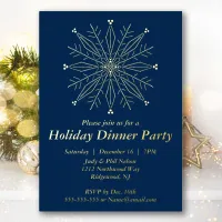 Elegant Snowflake Holiday Party Foil Invitation