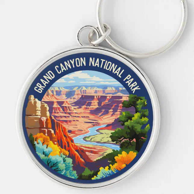 Grand Canyon National Park Arizona Vintage Art Keychain