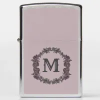 Elegant Purple and Silver Framed Monogram  Zippo Lighter