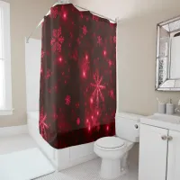 Deep Red and Bright Snowflakes Shower Curtain