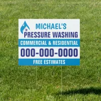 18” x 24” Blue Pressure Washing Double Sided Yard  Sign