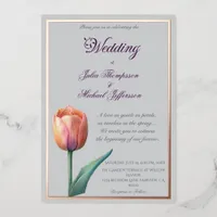 Romantic and Poetic Pastel Tulips Watercolor Foil Invitation