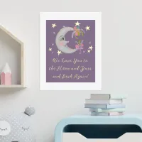 Moon Stars Floral Purple We Love You Baby Nursery  Foil Prints