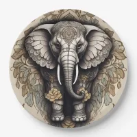 Majestic Elephant Mandala Paper Plates