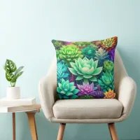 Aloe Vera and Succulents Collage Throw Pillow