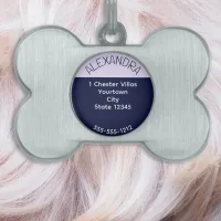 Color Block Navy Blue Lilac Modern Chic Elegant Pet ID Tag