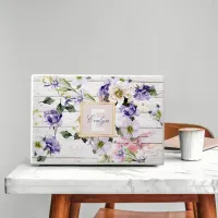 Romantic Vintage Retro Flowers on Barn Wood & Name HP Laptop Skin