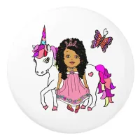 Ethnic Princess and Unicorn Ceramic Knob