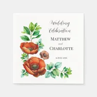 Sublime Watercolor Red Poppies in Vintage Style Napkins