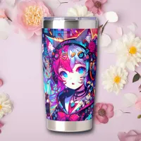 Glitchcore Colorful Anime Girl Artwork  Insulated Tumbler