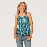 Chic animal print in blue - feather design tank top