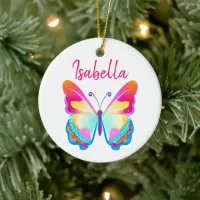 Personalized Colorful Butterfly Personalized Name Ceramic Ornament