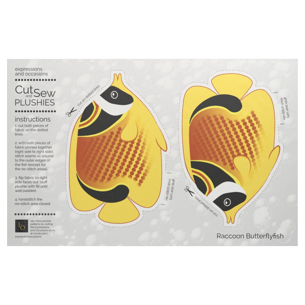 DIY Cut & Sew Plush Halfmoon Butterflyfish Fabric