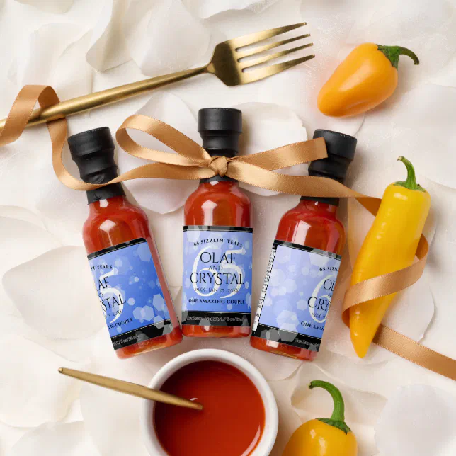 Elegant 65th Blue Sapphire Wedding Anniversary Hot Sauces