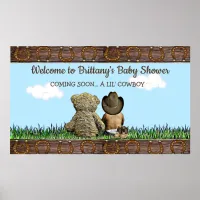 Sweet Lil Ethnic Baby Cowboy and Teddy Bear Poster