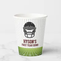 Football First Year Down 1st birthday Paper Cups