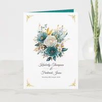 Teal and Gold Floral Wedding Program