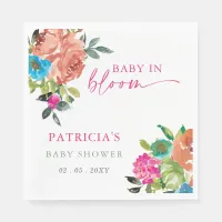 Bright Baby in Bloom Pink Floral Girl Baby Shower Napkins