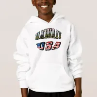 Hawaii Picture and USA Flag Text Hoodie