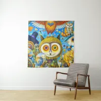 Chaotic and Colorful Fantasy Creatures Tapestry