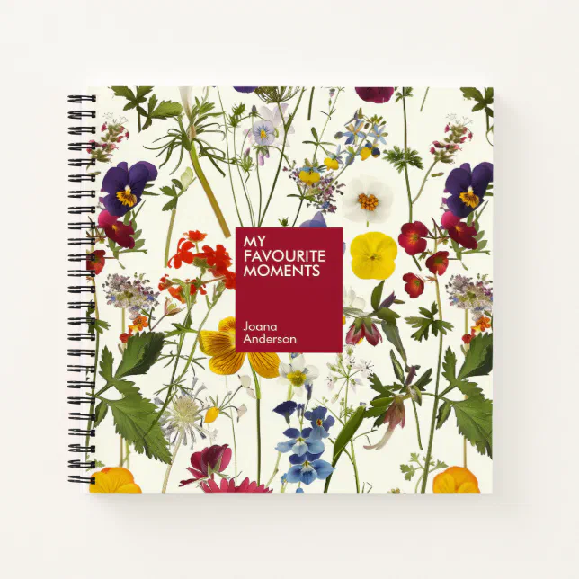 Modern Pressed Flowers Elegant Pattern Notebook