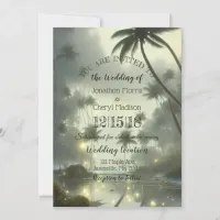 Ocean and Palm Trees Wedding Invitation