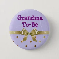 Grandma-To-Be Lavender and Gold Baby Shower Button