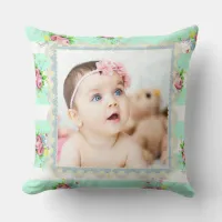 Pretty Teal and Pink Floral Custom Pillow