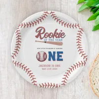 Rookie of the Year Baseball 1st Birthday Party Paper Plates