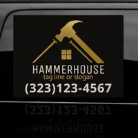 Custom Black + Gold Home Building Construction Car Magnet