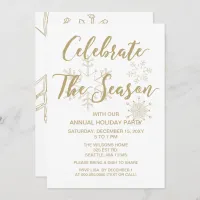 White and Gold Modern holiday Party Invitation