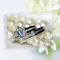 Rings and White Pearls Wedding Invitation