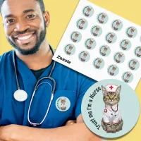 Trust me I'm a nurse, cute cat doctor Classic Round Sticker