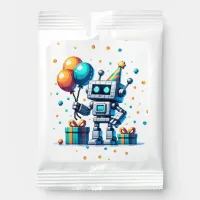 Pixel Art Robot in Orange and Teal Birthday  Lemonade Drink Mix