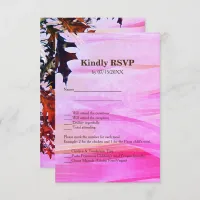 Autumn Leaves Pink Swirl RSVP Menu Card