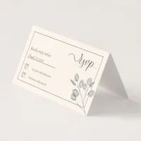 Wedding Floral Eucalyptus Leaves Ivory RSVP Card