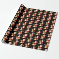 Santa Claus and Reindeer Festive Christmas Wrappin Wrapping Paper