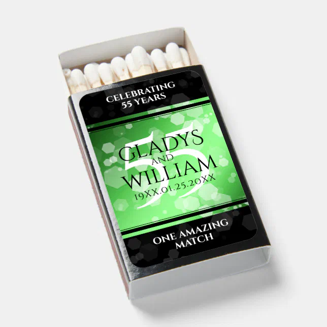 Elegant 55th Emerald Wedding Anniversary Matchboxes