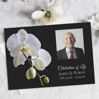 White Orchids on Black Celebration of Life Invitation