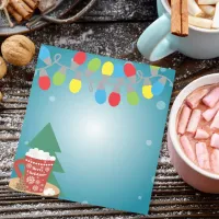 String Lights and Red Mug Cozy Winter Christmas Notepad