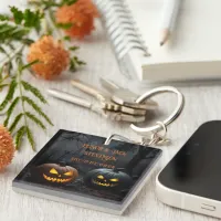 Festive Halloween Pumpkins and Floral Pattern Keychain