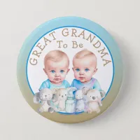 Twin Boy's Baby Shower Great Grandma To Be Button