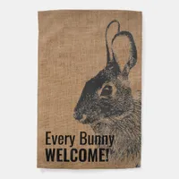 Simple Modern Black Bunny Rabbit Welcome  Garden Flag