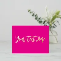 Simple Trendy Chic Bright Hot Pink Your Text Foil Holiday Postcard