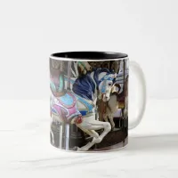 Vintage Carousel Horse galloping II Two-Tone Coffee Mug