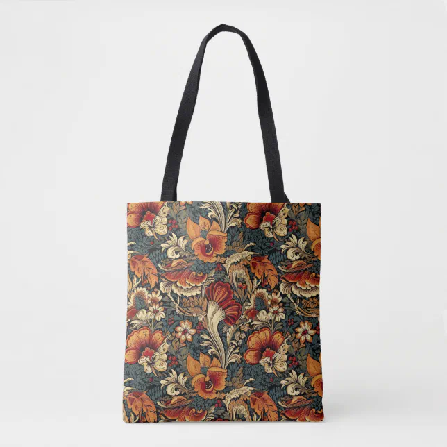 Medieval Garden Floral Pattern Tote Bag